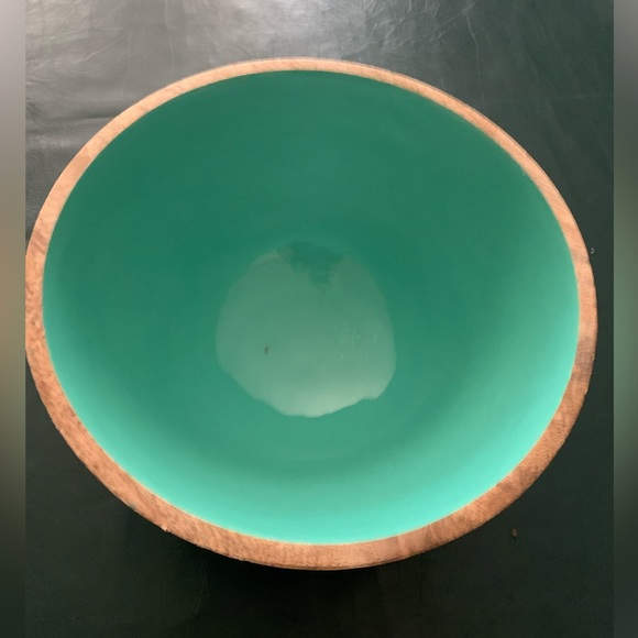 11 3/4” round bowl at top, 5” at bottom: Wood & Enamel - Picture 2 of 5